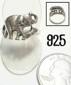 Vintage 925 Sterling Silver Lucky Elephant Ring Good Luck Trunk Up 3.8g Size 7.5 - Picture 1 of 3