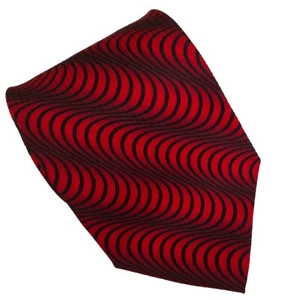 Tie Zanzara Mens Red & Black Swirl Silk Hypnotic L 56" W 3.5" - Picture 1 of 7