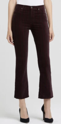 Pantalones de terciopelo AG Adriano Goldschmied Jodi tiro alto ajustados acampanados a rayas-32R Foto 1 de 4