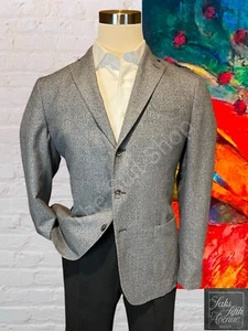 Saks Italy 42R Unstructured Blue Gray Freely Lanificio Comero Sport Coat Jacket - Picture 1 of 15