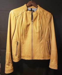 Schwarze Nieten hellbraune Lederjacke Damen Gr. XXL - Bild 1 von 22