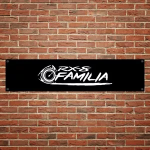 RX8 Familia Banner Garage Werkstatt PVC Schild SCHWARZ Display - Bild 1 von 3