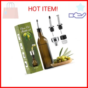 AOZITA 17oz Glass Olive Oil Dispenser - Oil and Vinegar Cruet Bottle with Stainl - Picture 1 of 2