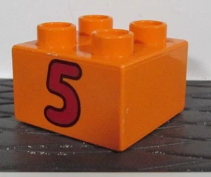 Lego Duplo Number 5 Orange Printed Block Piece 2X2 OEM - Picture 1 of 1