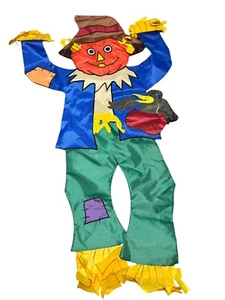 Vintage Scarecrow Nylon Yard Flag Hanging Double Sided Fall Halloween 45” 1997 - Picture 1 of 7