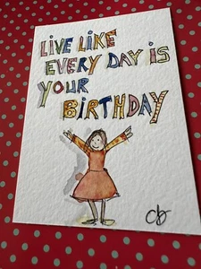 Original, kein Druck, ACEO Aquarell Miniatur. Illustration. Edelstein B Kunst - Bild 1 von 4
