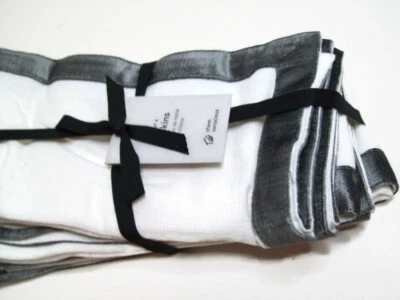 Juego de 4 servilletas de cena de algodón con borde de terciopelo gris peltre West Elm Foto 1 de 4