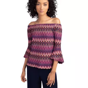 NWT Trina Turk Healdsburg Chevron Bell Sleeve Top Size XS MSRP $278 - Picture 1 of 16