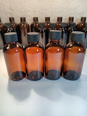 4 Amber Glass Empty 4 OZ Bottles With Lids Perfect for Tinctures - Image 1 of 4
