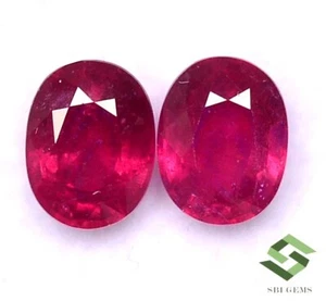 8x6 mm Natural Ruby Oval Cut Pair 3.46 Cts Calibrated Faceted Loose Gemstones GF - Picture 1 of 7
