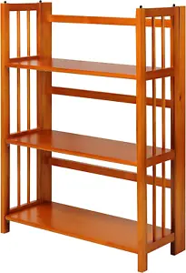 3-Shelf Folding Stackable Bookcase (27.5" Wide)-Honey Oak - Picture 1 of 12