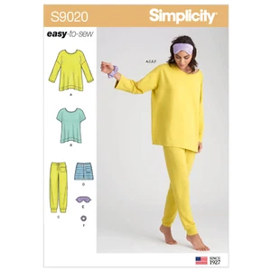 SIMPLICITY Patron Couture S9020 Femmes 'Nuit Tricot Hauts, Pantalon, Short - Zdjęcie 1 z 2