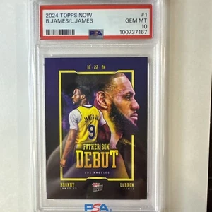 PSA 10 Lebron James / Bronny James Jr. 2024 Topps Now #1 Father/Son Debut Lakers - Bild 1 von 3