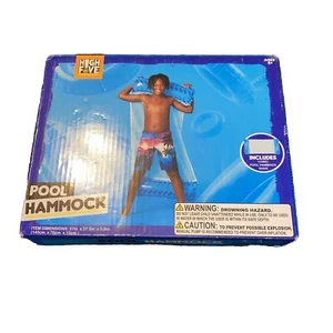 Gestreifte Pool Hängematte Blau Bunt High Five Schwimmen Neu - Bild 1 von 6