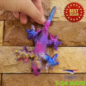 Stuffed Gecko Lizard Colorful Mini Reptile Awesome Kids Toy Plush Animal Paperwe - Picture 1 of 8