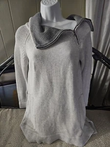 Weiche Umrandung Pullover leicht grau Tunika-Stil Viertel Reißverschluss an der linken Schulter, DK - Bild 1 von 11