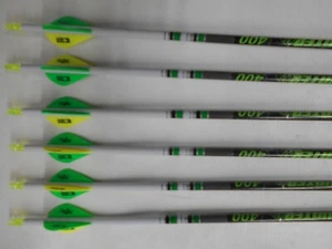 6 Gold Tip Hunter XT 400 Carbon Arrows! Custom White Dip Crest/Blazer Vanes - Picture 1 of 3