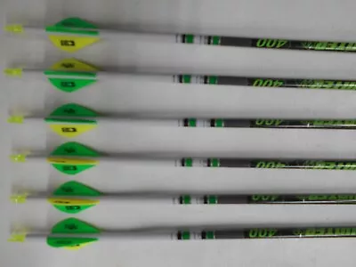 6 Gold Tip Hunter XT 300 Carbon Arrows! Custom White Dip Crest/Blazer Vanes - Image 1 of 3