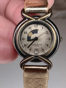 LA Express Women Gold Dial Date Moon Phase gold strap 27mm Quartz Watch 7" - Picture 1 of 11