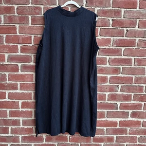 Abito donna Eileen Fisher $178 tessuto plissettato finto collo nero taglia 3X - Foto 1 di 9