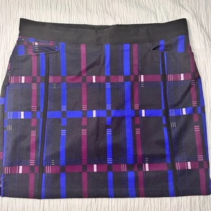 Adidas Golf Skort Tasche Geometriche Nero Blu Viola Poli Misto Donna Medium - Foto 1 di 10