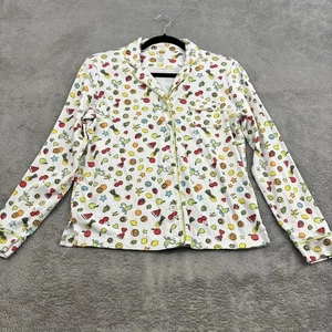 Roller Rabbit x Sugarfina Pajama Shirt Womens XS White Fruit Print Pima Cotton - Picture 1 of 14