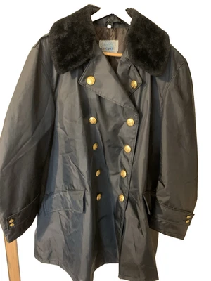 VTG Blauer Nylolite Coat Jacket Detach Fur Collar Delaware Buttons 48L Uniform - Image 1 of 4
