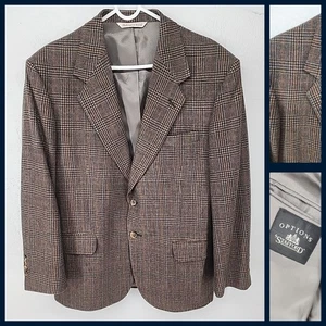 Lambswool Tweed Plaid Herringbone Brown Sport Coat Jacket | Stafford 40S - Bild 1 von 7