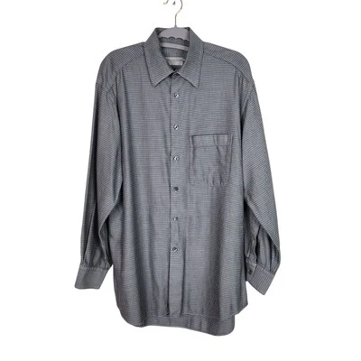 ERMENEGILDO ZEGNA Shirt Mens  39 15.5 Blue Black Button Front Pocket Dress Shirt - Image 1 of 4