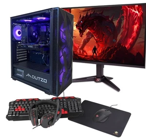 Gaming PC Komplett Set 27" AMD Ryzen 7 5700 8x 4.6 GHz Radeon 32GB Ram RGB Gamer - Bild 1 von 6
