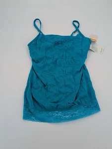 Camiseta sin mangas Babydoll Currant para mujer pequeña azul con ribete de encaje arrugado Cami Y2K nueva con etiquetas - Imagen 1 de 6
