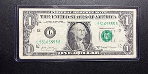 2017A $ 1 Dollar Bill 💸 #55165555 ( 6 of a kind ) Very Cool 😎 - Picture 1 of 3