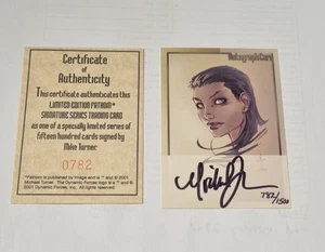 Tarjeta autógrafa Michael Turner's Fathom 2001 firmada por Mike Turner 782/1500 certificado de autenticidad - Imagen 1 de 3