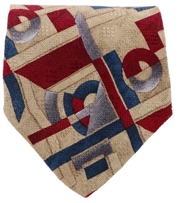 Corbata vintage Stafford para hombre 100 % seda tejida geométrica tostada roja azul marino 58 x 4 Foto 1 de 3