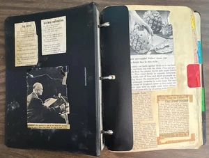 Altes Kochbuch mit handgeschriebenen & abgeschnittenen Rezepten mit Unterteilungen im Ordner - Bild 1 von 11