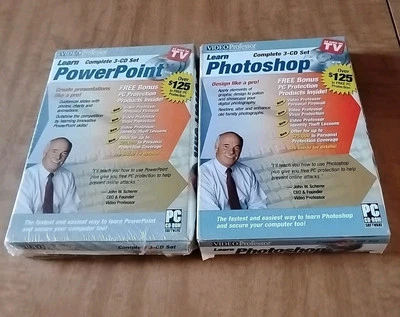 Video Professor - Lot Of 2 Learn  Powerpoint And Photoshop CD Set - Image 1 of 4