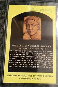 Original Autograph of Bill Dickey on a HOF Plaque Postcard - Picture 1 of 1