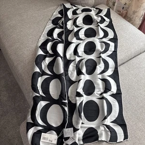 Vintage Marimekko Kaivo Huivi Seidentuch schwarz weiß 100 % Seide Neu mit Etikett $ 225 Finnland - Bild 1 von 5