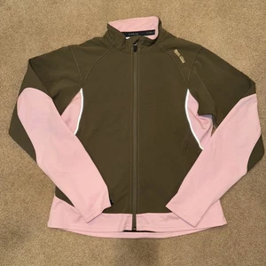 Pearl Izumi Full Zip  Jacket Women’s M Olive Pink Pockets Fleece Lined Adj Cuffs - Picture 1 of 20