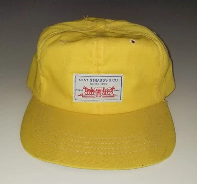 Vintage 60s Levis Hat YELLOW Levi Strauss Jeans Canvas Strapback Cap RARE - Image 1 of 4