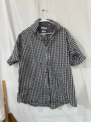 Camisa Isaac Mizrahi Para Hombre 17 1/2 34/35 Calce Ajustado Negra Guinga Manga Corta Foto 1 de 4