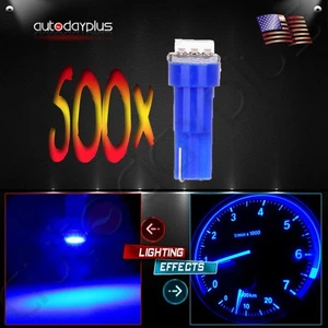 500Pcs T5 17 18 70 74 Blue Wedge 1-5050SMD Instrument Gauge Dash LED Light Bulbs - Picture 1 of 7