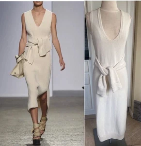 Sportmax Max Mara Ivory Knitted Sleeveless Runway Pencil Dress - Picture 1 of 13