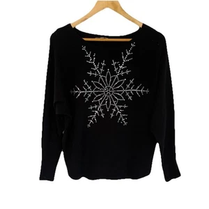 VILA MILANO leichter Damenpullover Größe M Strass Schneeflocke schwarz - Bild 1 von 4