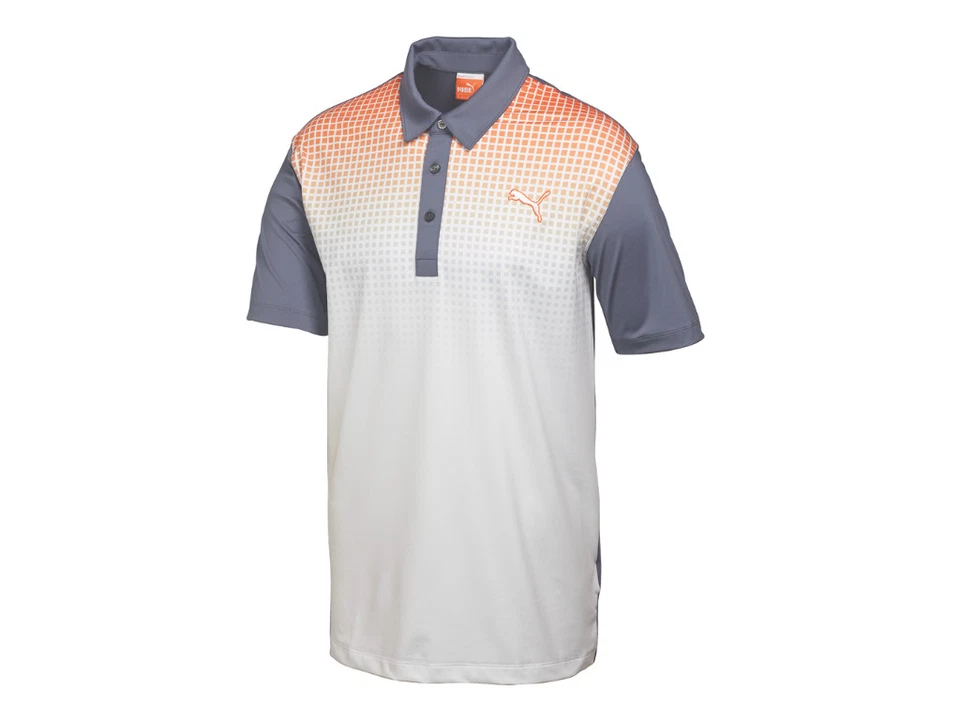 PUMA Golf Jr Collection Children Youth Kids Golf GLITCH Polo Shirt Blue Orange  - Image 1 of 1