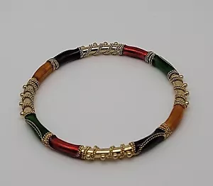 GOLD AND ENAMEL ART DECO BANGLE BRACELET - GOLD WRAP DESIGN (WO-0308) - Picture 1 of 4