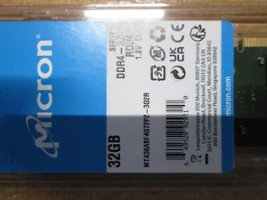 Micron 32GB 2Rx4 PC4-3200AA-R DDR4 R-DIMM REG MTA36ASF4G72PZ-3G2E7 Server Memory - Picture 1 of 4