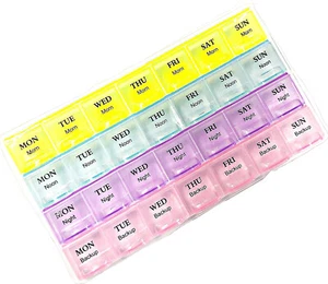 Weekly Pill Box 7 Day 28 Compartment Tablet Organiser Medicine Storage Dispenser - Picture 1 of 13