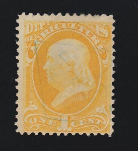 US O1 1c Agriculture Department Official Used w/ Blue Date Stamp SCV $200 - Picture 1 of 2
