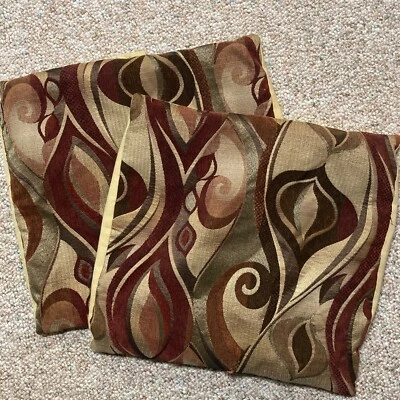 1 Pair Accent Throw Pillow Covers Modern Abstract Brown Tones Upholstery Weight - Image 1 of 4